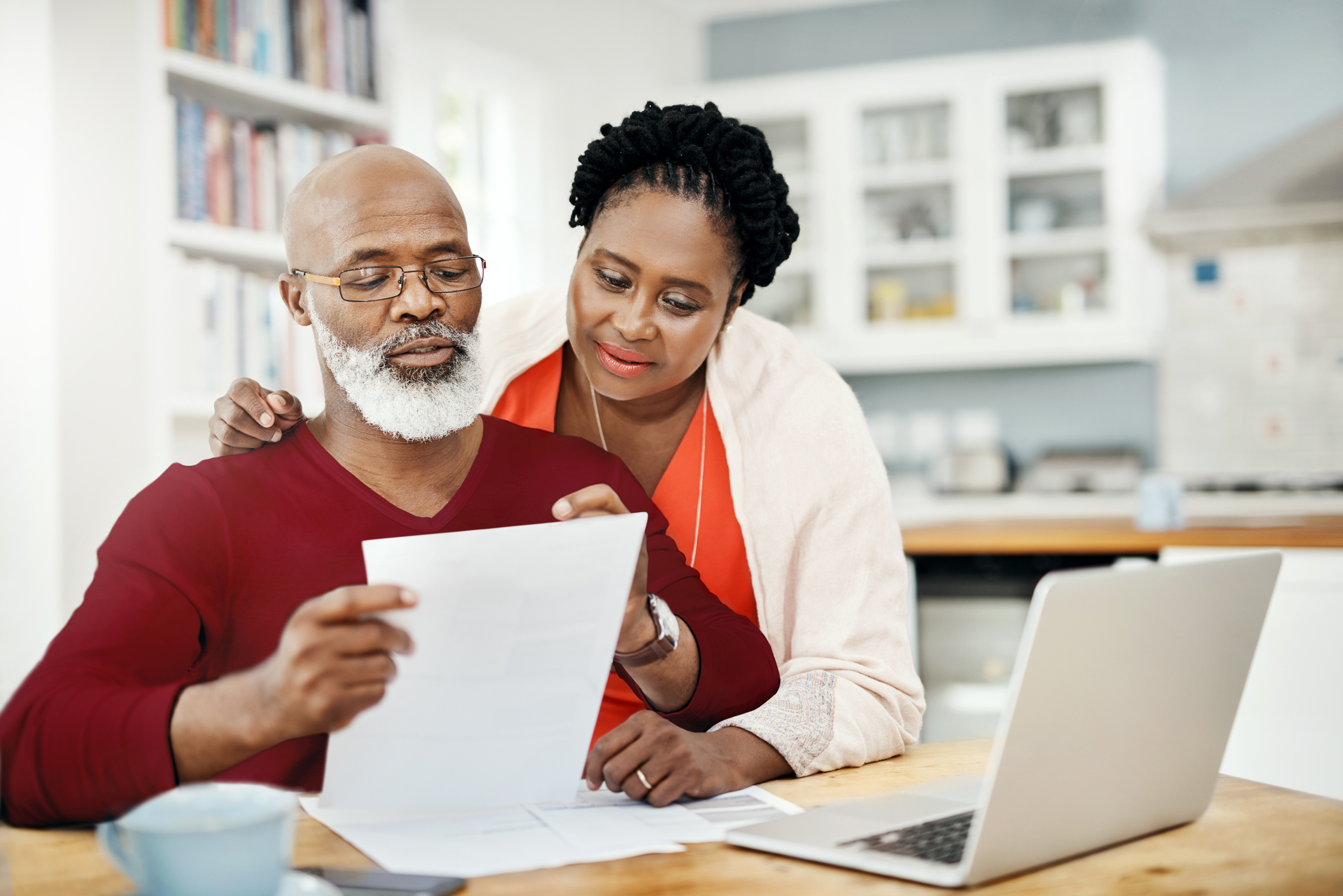 Couple looking over paperwork